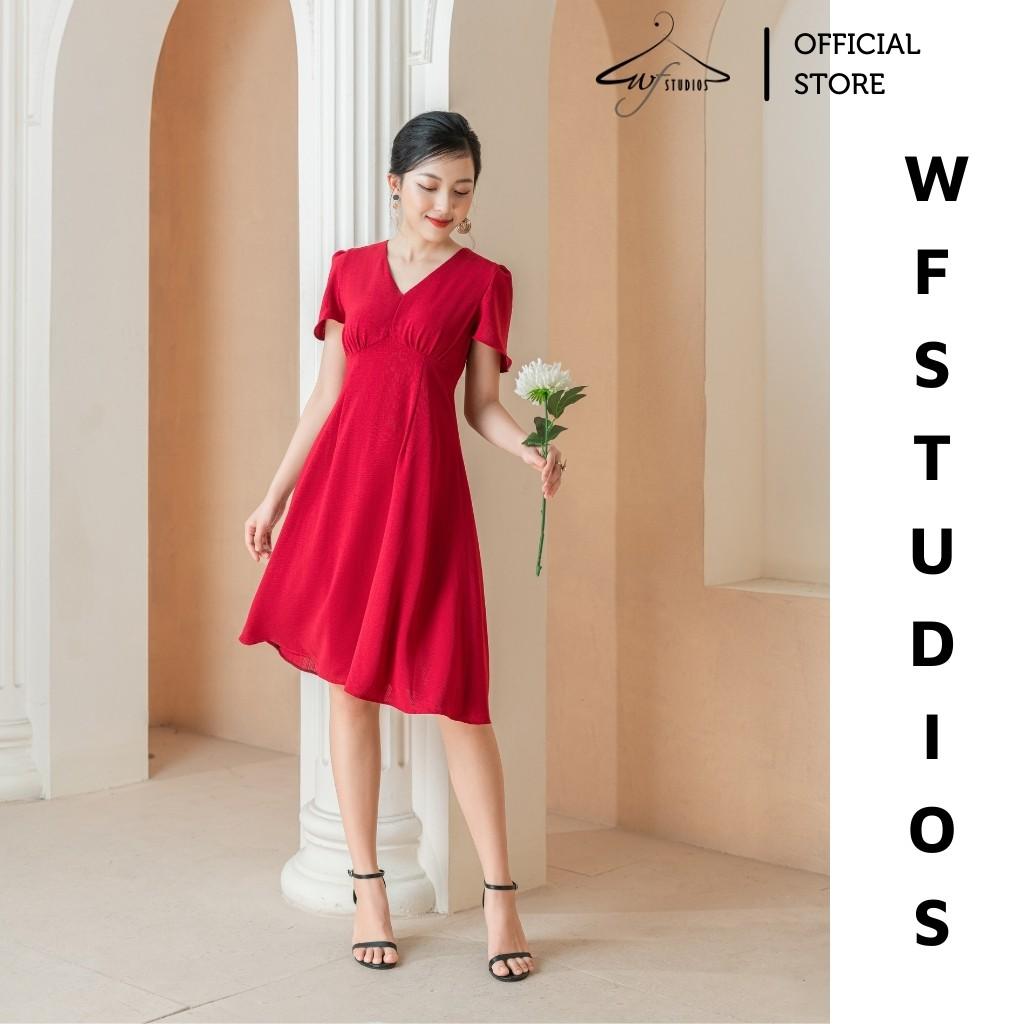 Váy cổ V tay loe-Rosalie Dress-V04-wfstudios