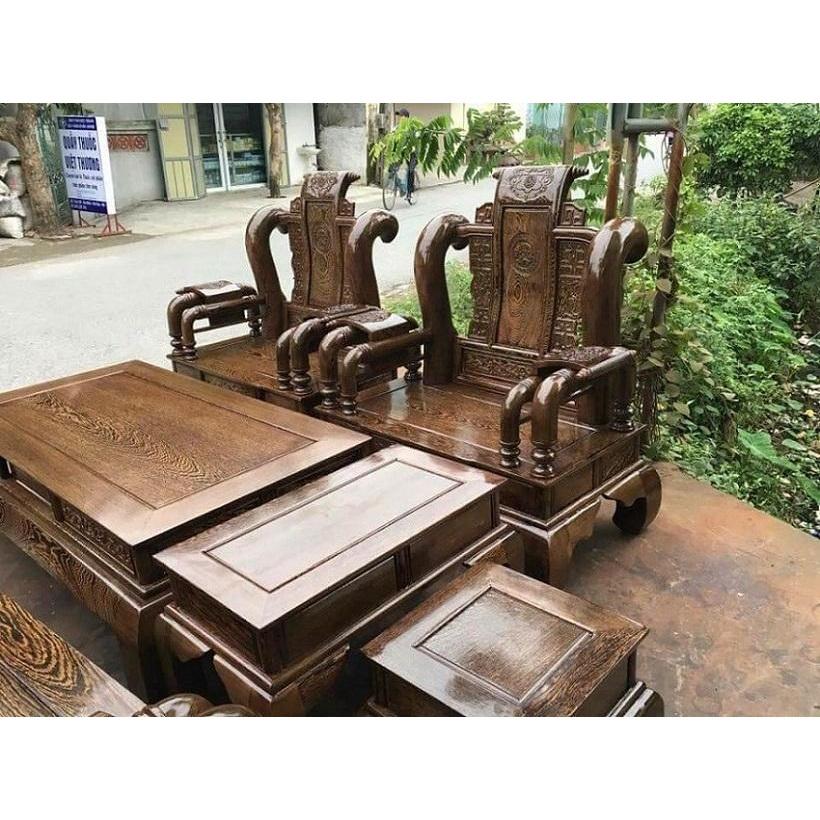 bộ bàn ghế phòng khách tần thủy hoàng gỗ mun đuôi công tay 12