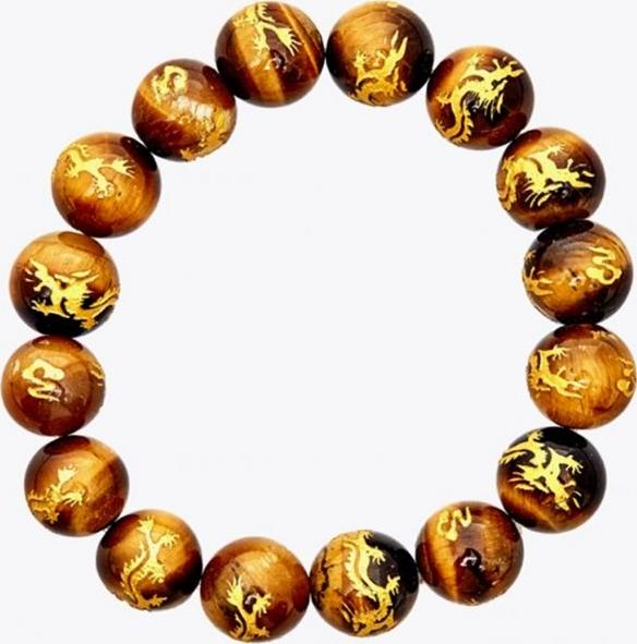 Vòn Tay Đá Opal Mắt Hổ Vàng Chạm Rồng - Thổ Kim