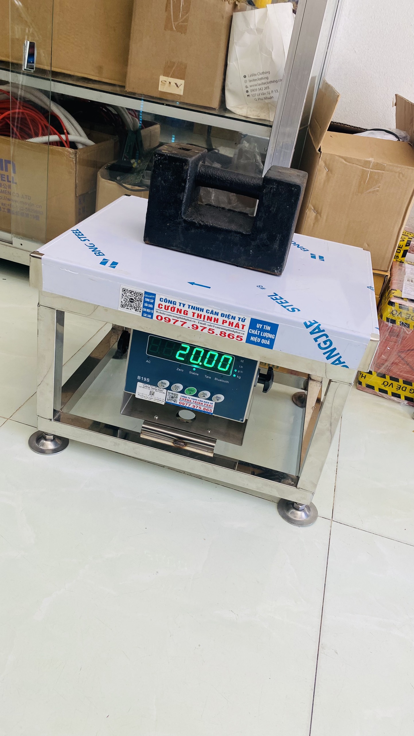 Cân điện tử bàn ghế INOX 304 chống nước B19S-100kg, kích thước 40x50cm