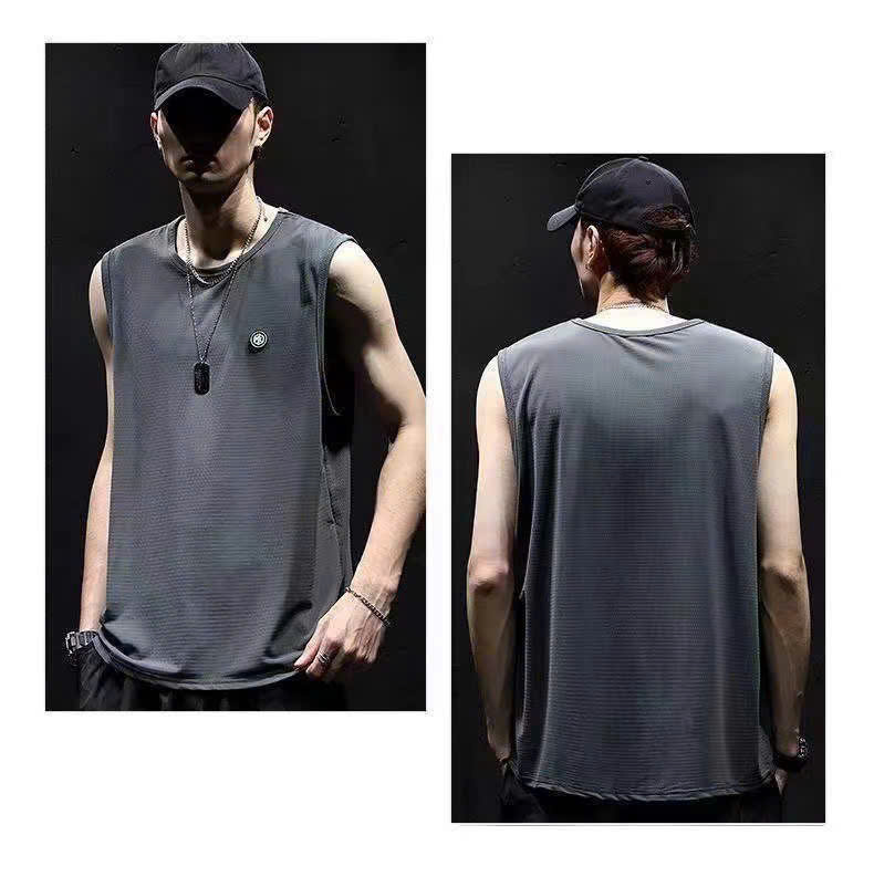 Áo thun ba lỗ nam nữ 2N Unisex in logo màu đen/xám/đen họa tiết