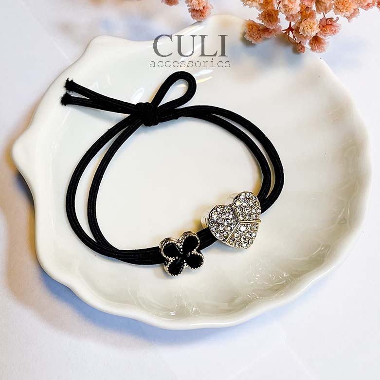 Dây thun cột tóc hình trái tim, cỏ may mắn đính đá xinh xắn Culi.accessories