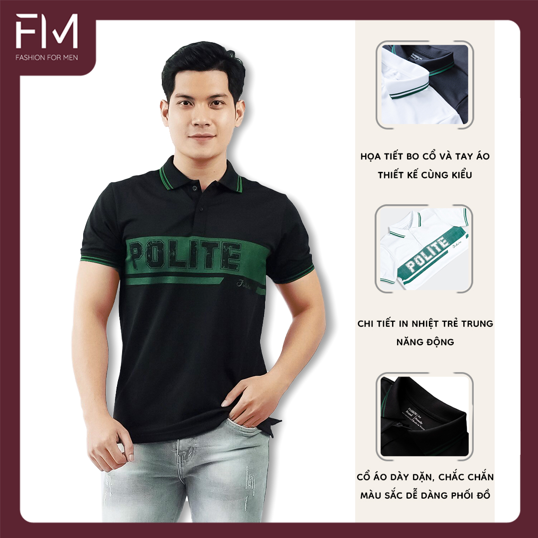 Áo thun polo nam, chất vải Poly thoáng mát co giãn 4 chiều, chống bám bụi, thiết kế bo phối sọc - FORMEN SHOP - FMPS209