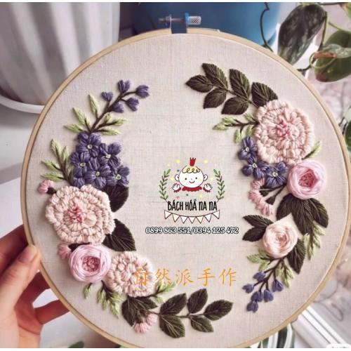 Kit thêu tay trang trí DIY Bộ Combo thêu Tranh hoa cỏ, kit tập thêu mẫu hoa mùa xuân, sang thu Bách hóa na na