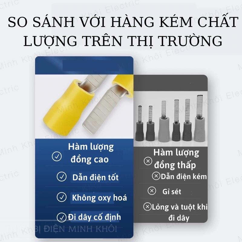 Cos Kim Dẹt Bọc Nhựa 100c, cos pin dẹp, đầu cốt kim dẹp, cốt pin dẹt nối điện