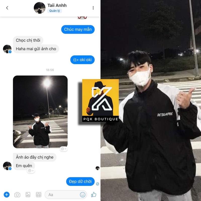 Áo Khoác Jacket Dù 2 Lớp Tay Xanh Nhạt RESUAPRE ulzzang [ nam nữ mặc