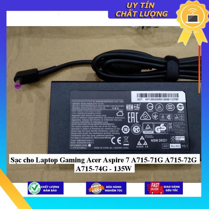 Sạc cho Laptop Gaming Acer Aspire 7 A715-71G A715-72G A715-74G - 135W - Hàng Nhập Khẩu New Seal