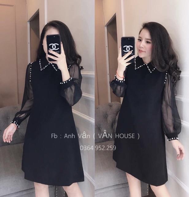 Đầm suông đính ngọc phối lưới bigsize 60-85 ký