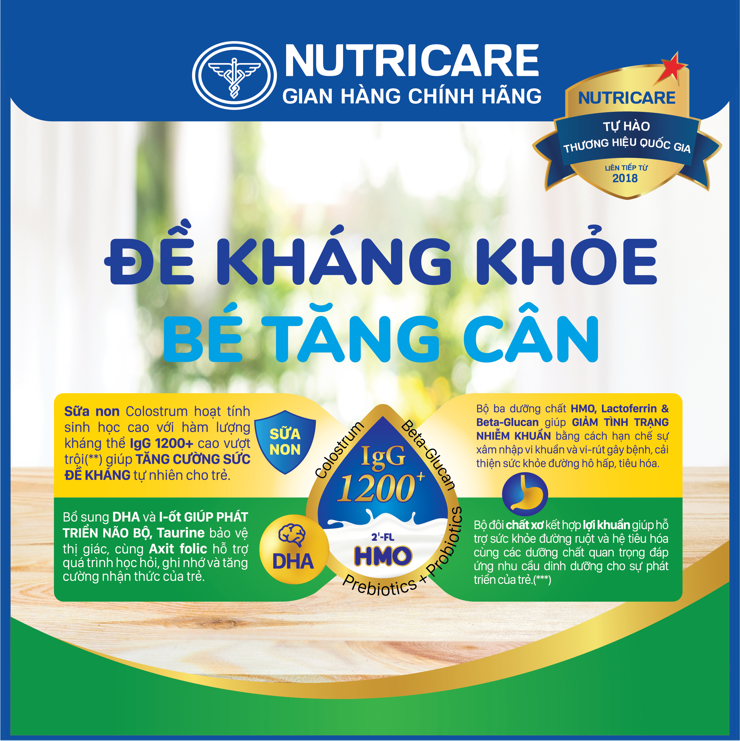 [Tặng 2 lọ yến] Sữa bột Nutricare ColosCare 2+ tăng cường hệ miễn dịch (800g)