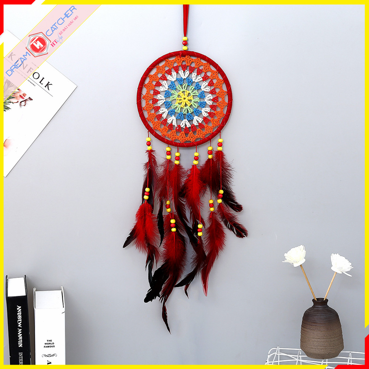 Lưới Giữ Giấc Mơ - HT SYS Dream Catcher - Vật Phẩm Trang Trí Phòng Ngủ, Phòng Khách - Đem đến những điều may mắn, tốt đẹp, giấc mơ ngọt ngào