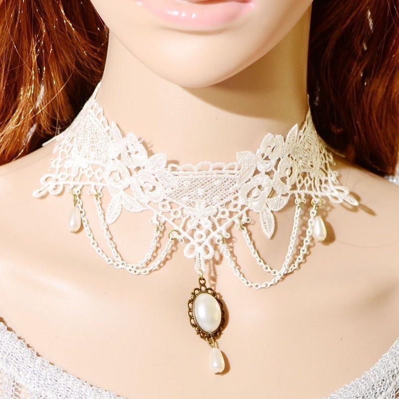 Choker ren cổ điển ren trắng - Arora boutique