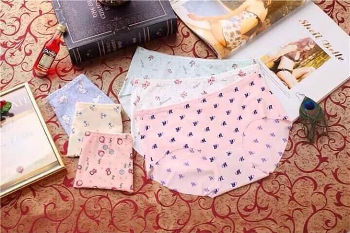Set 5 chiếc quần lót nữ hoa 3D thun lạnh điều hòa chất đẹp