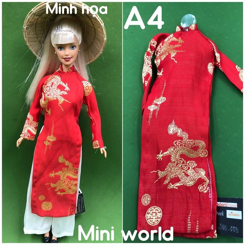 mô hình Áo dài khăn đống nón lá mini cho búp bê Barbie và Ken