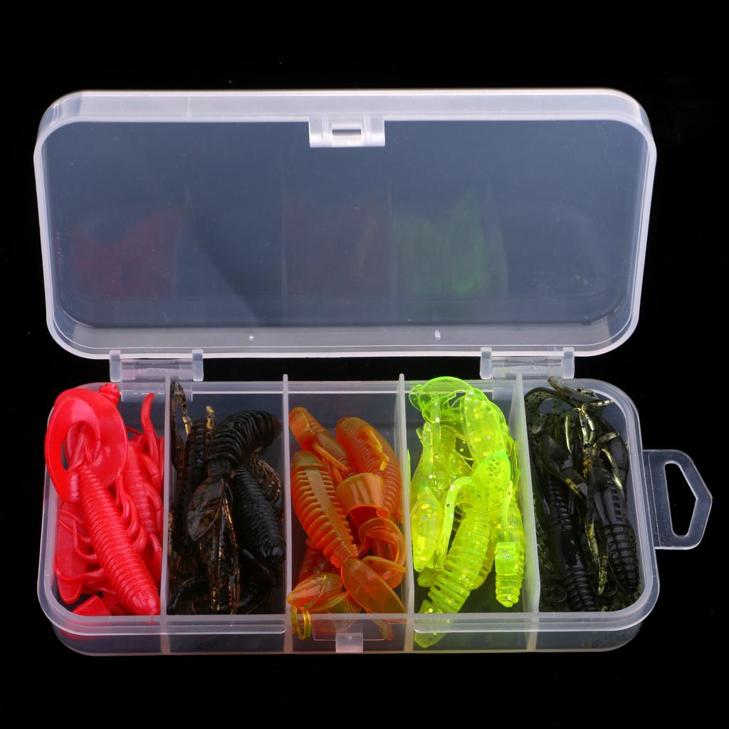 20pcs Soft Bait Silicone Lures Worm Fishing Lures Shrimp Crayfish Lure Set
