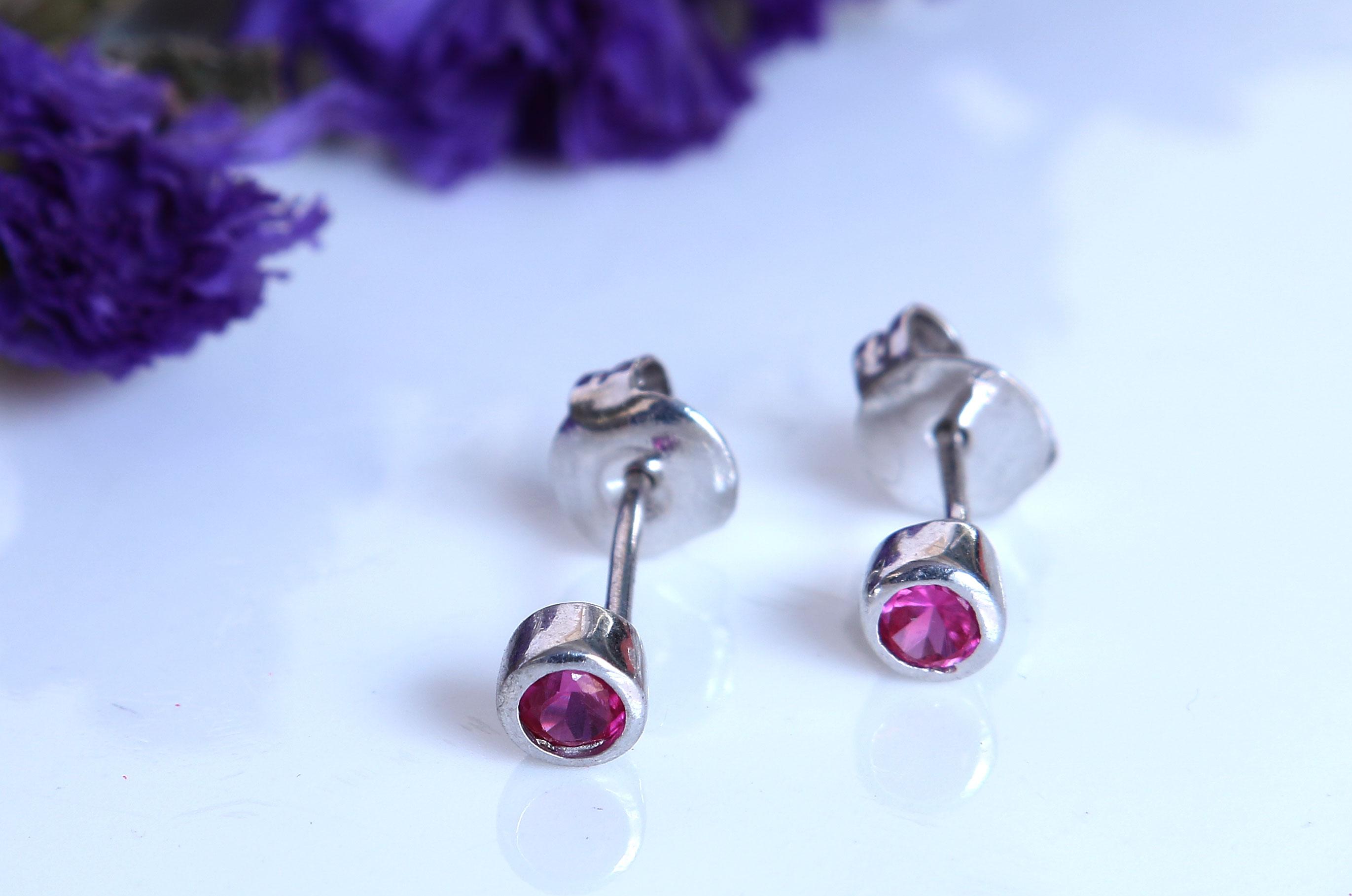 Bông tai bạc nữ Pink level