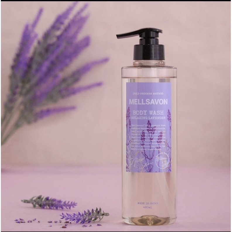 Sữa Tắm Trắng Da Chiết Xuất Từ Hoa Oải Hương Mellsavon Body Wash Relaxing Lavender 460ml (Combo 460ml Và Set 24ml)