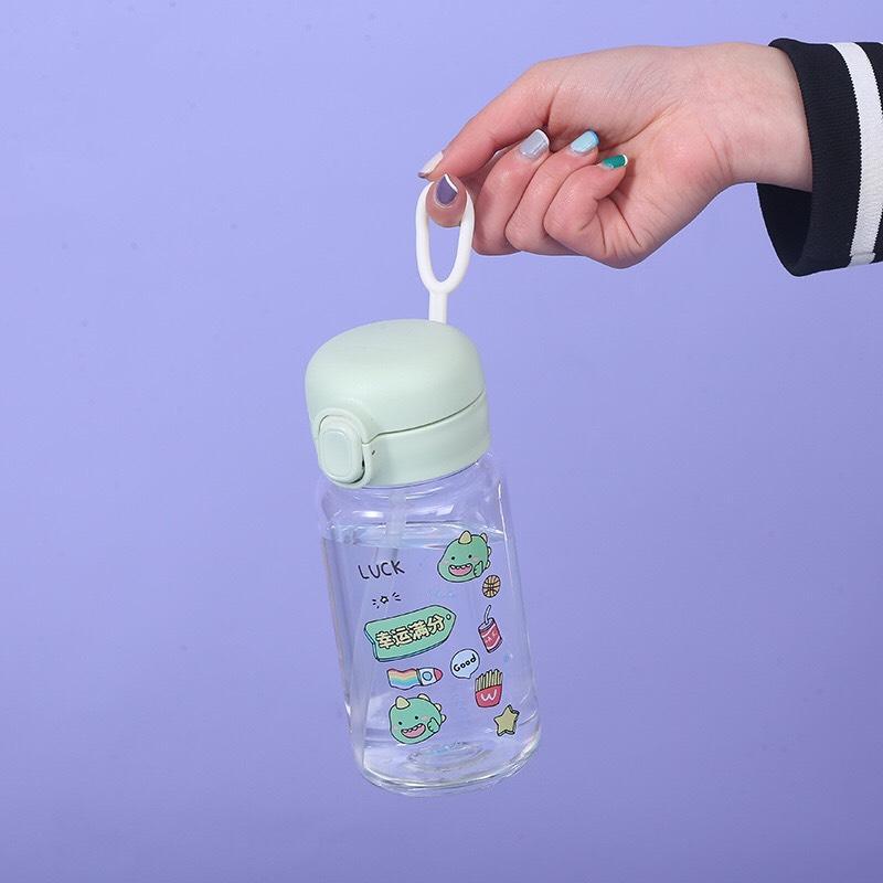 Bình nước cho bé, bình nước cho bé đi học dung tích 500ml xinh xắn, bình nước có ống hút