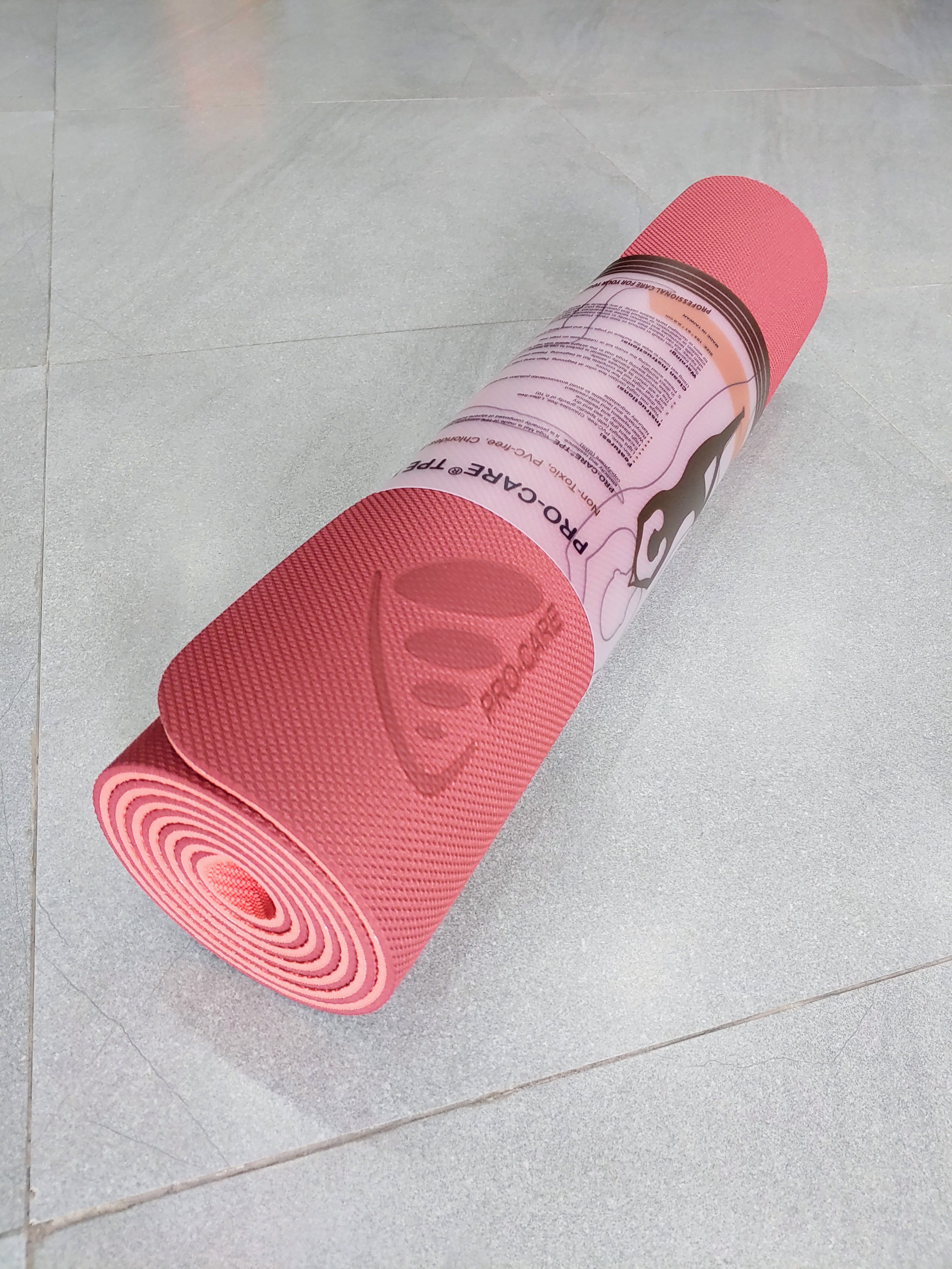 Thảm Tập Yoga Pro - Care Định Tuyến Tpe 2 Lớp 6Mm Tặng Kèm Túi Đựng Thảm - Đỏ Đô