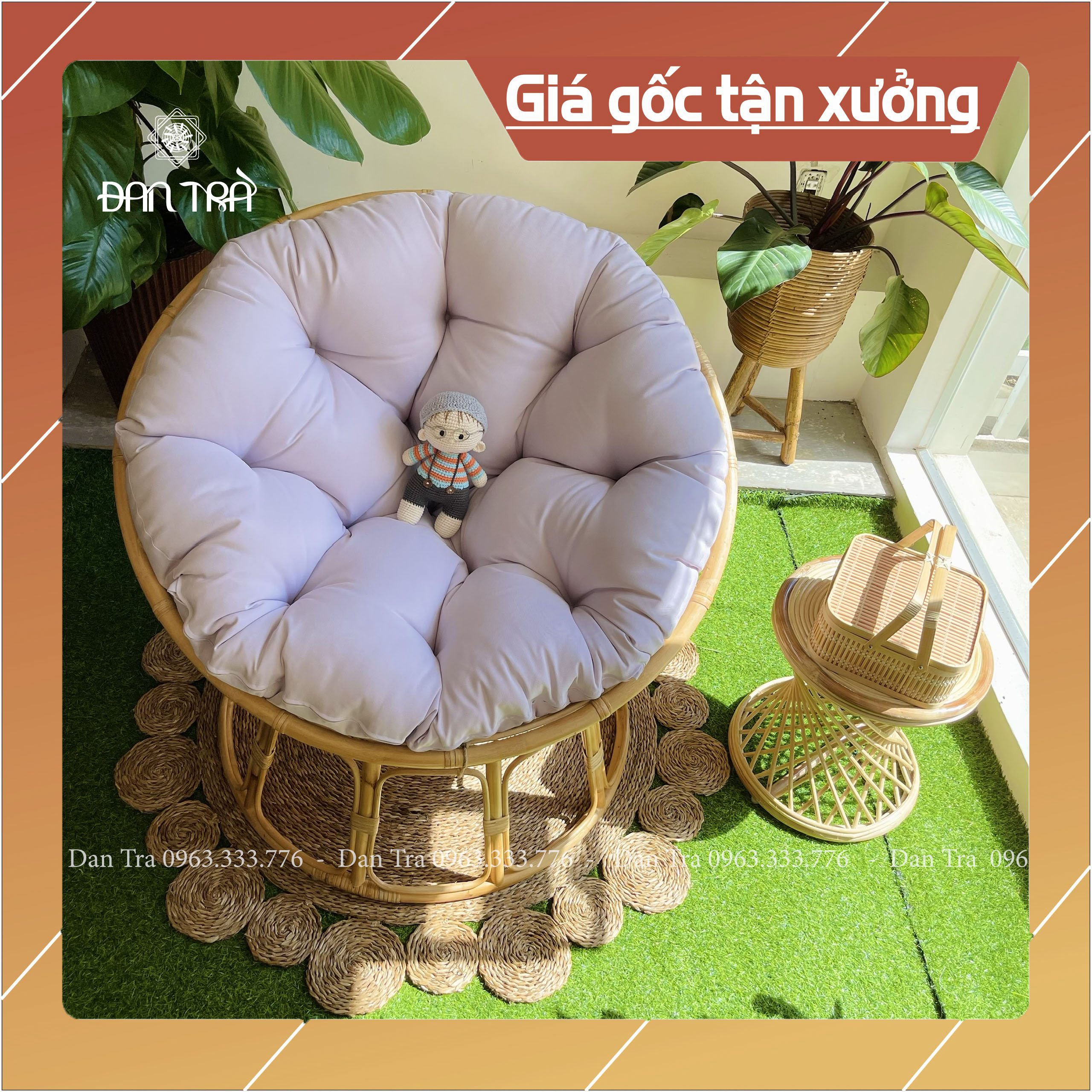 [RẺ VÔ ĐỊCH] Ghế Mây PAPASAN Truyền Thống 1M - Nội Thất Mây Tre