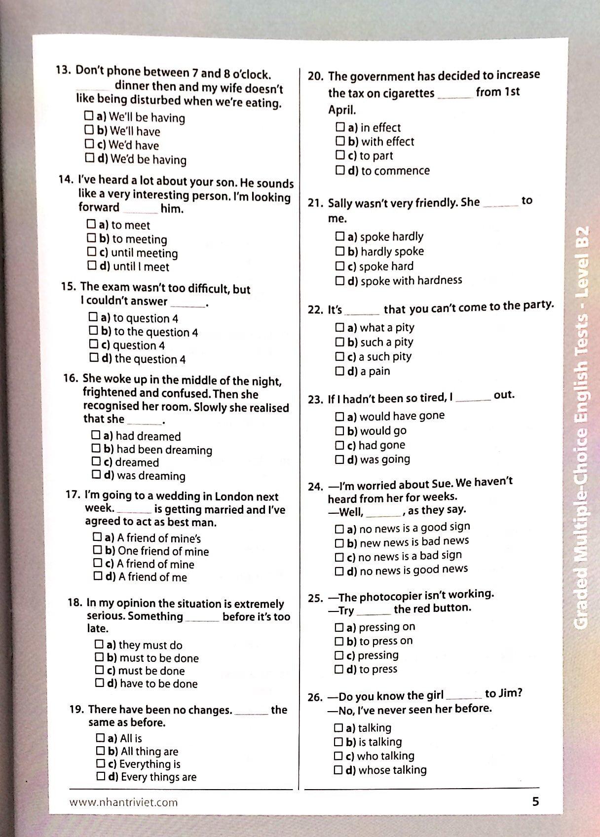 Graded Multiple - Choice English Test Level B2 (Không CD)