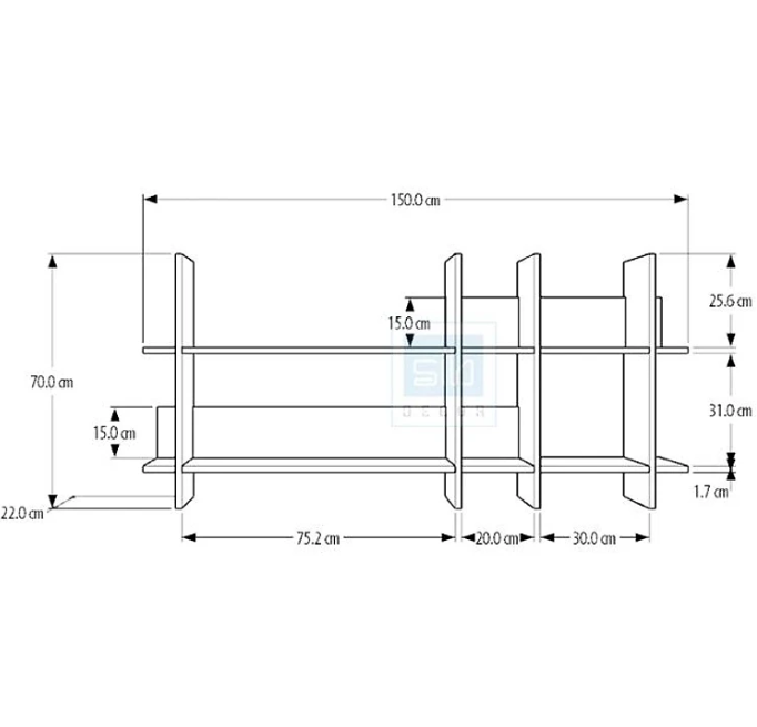 Kệ Để Sách Treo Tường Màu Trắng, Đen Hiện Đại Tundo CTKT417 KT 150x70x22cm