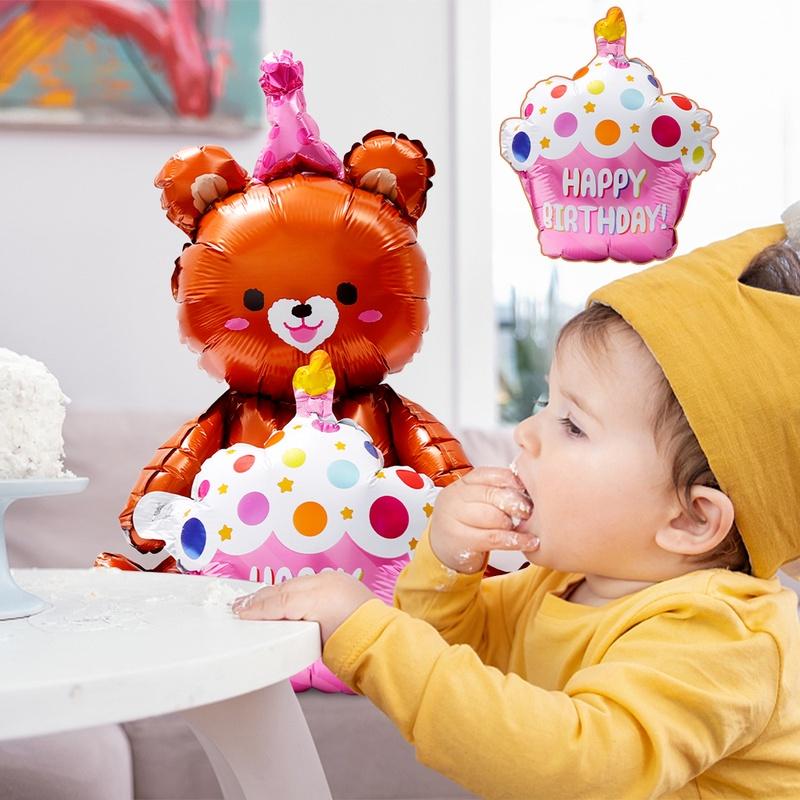 Bong Bóng Nhôm Hình Gấu Hoạt Hình 4D Dễ Thương Trang Trí Tiệc Sinh Nhật/Tiệc Cưới