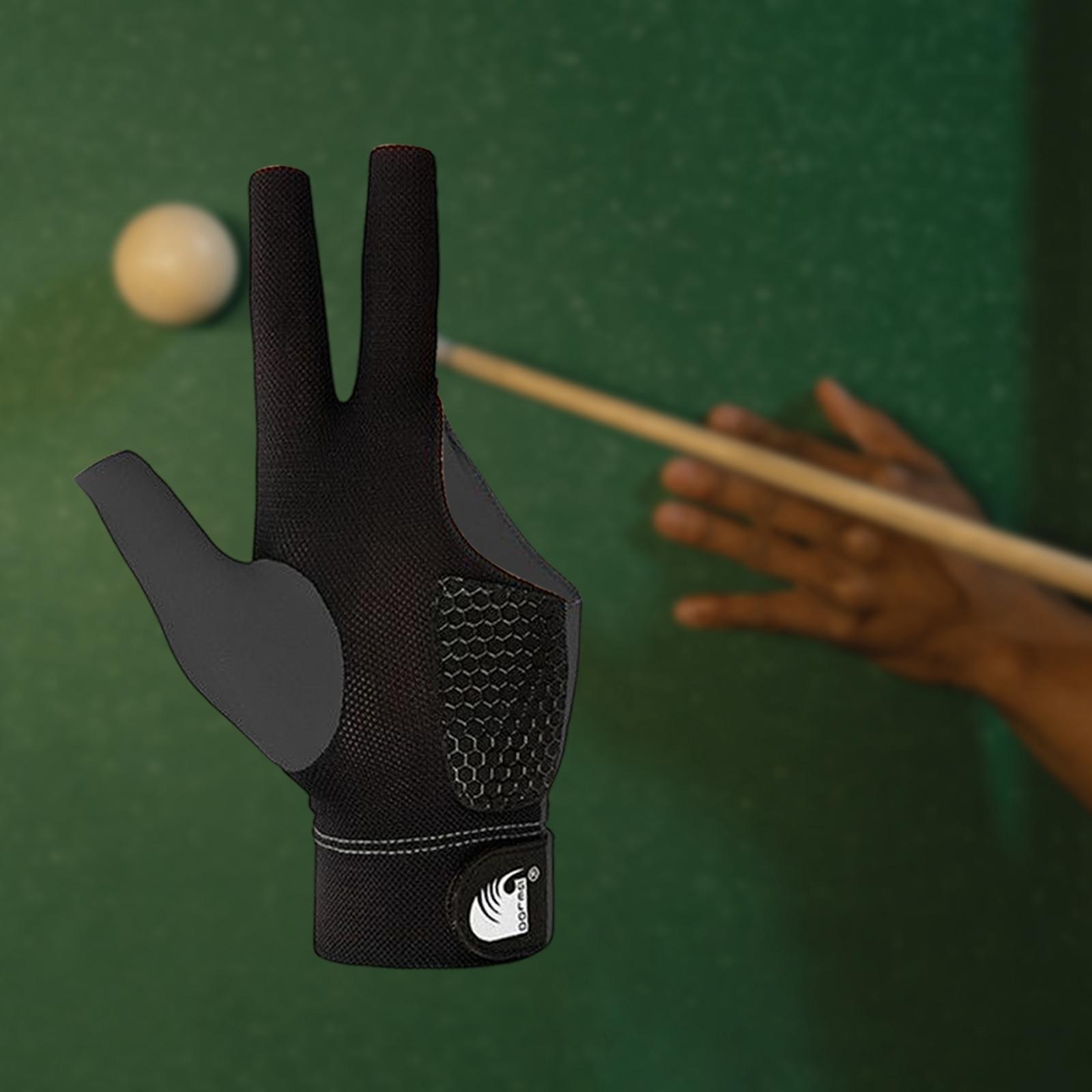 Anti Skid 3 Finger Billiards Gloves, Professional Elastic for Player Glove Snooker Cue Pool Glove