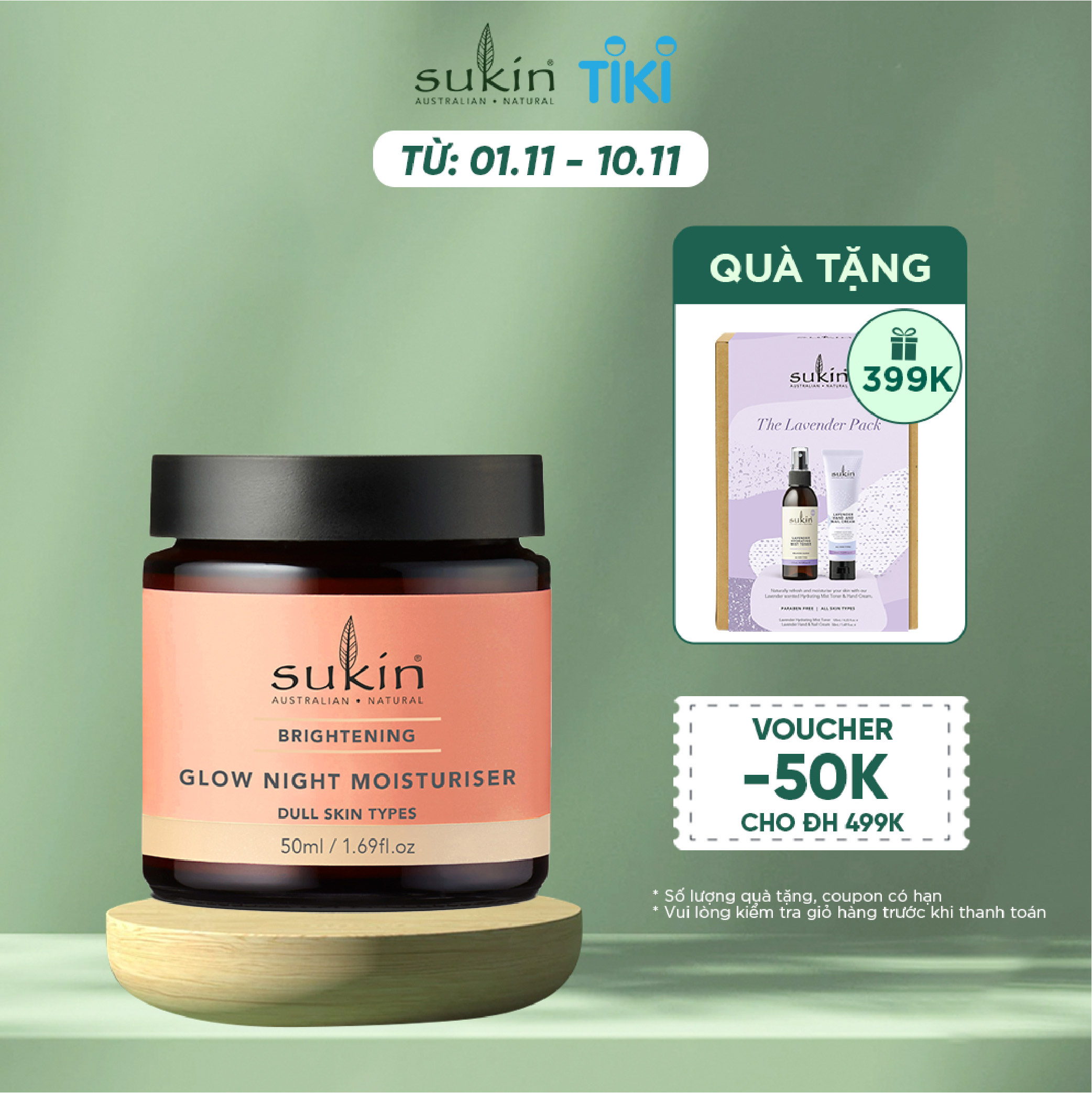 Kem Dưỡng Ẩm Ban Đêm Sáng Da Sukin Brightening Glow Night Moisturizer 50ml