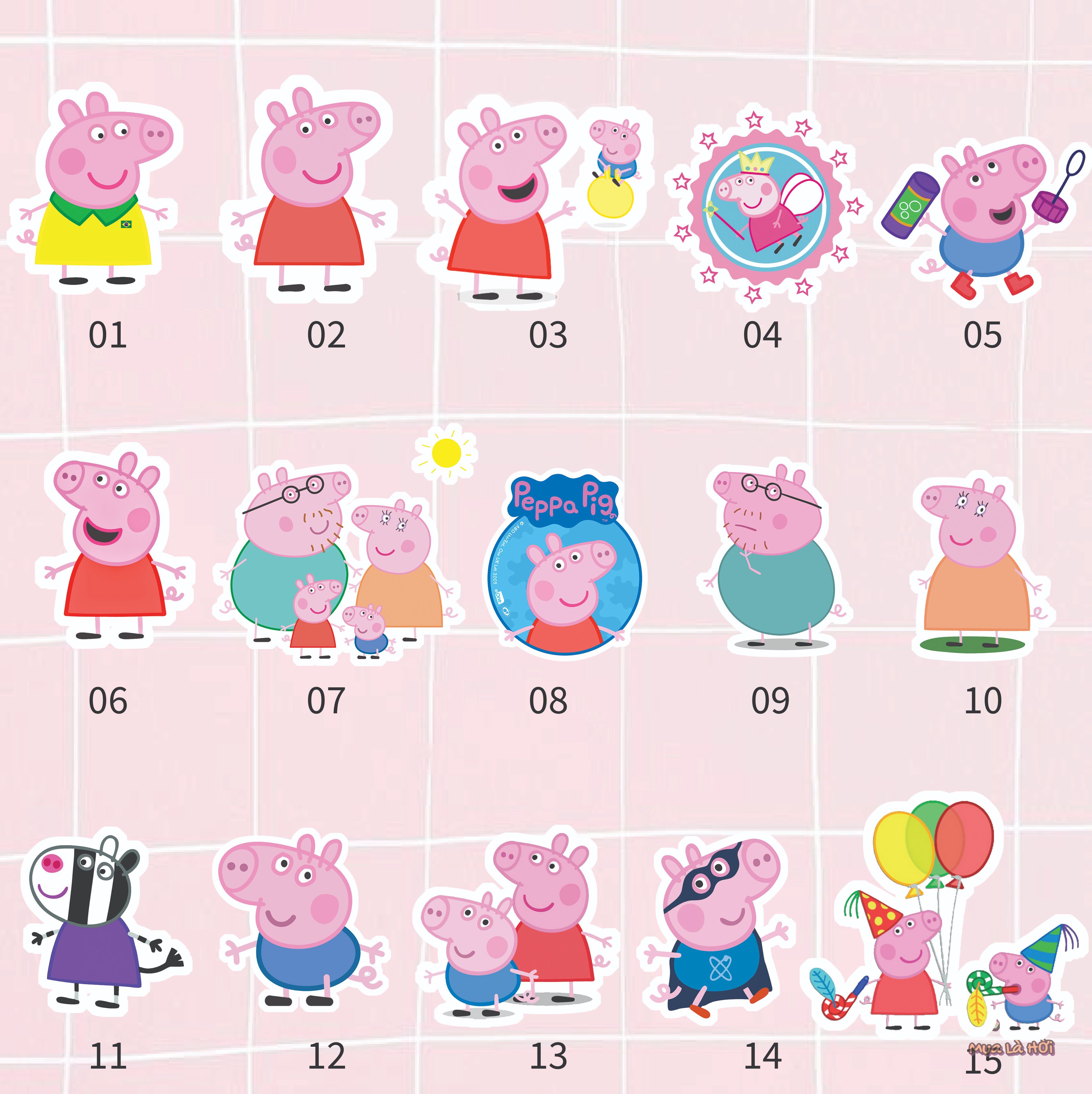 Miếng dán Stickers chủ đề Peppa Pig