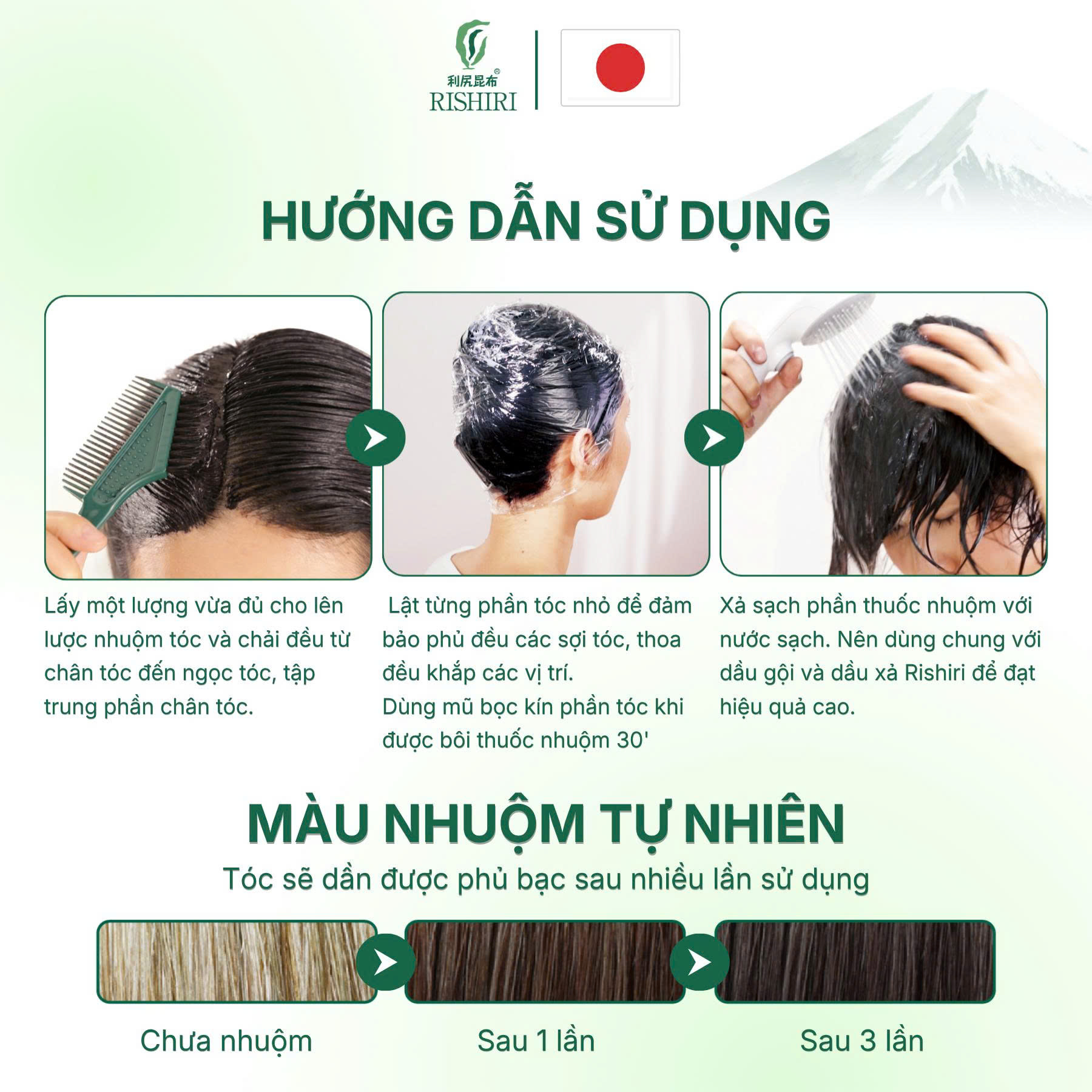 Màu Nhuộm Tóc Thiên Nhiên Cao Cấp Từ Rishiri Nhật Bản Hair Color Treatment 200G