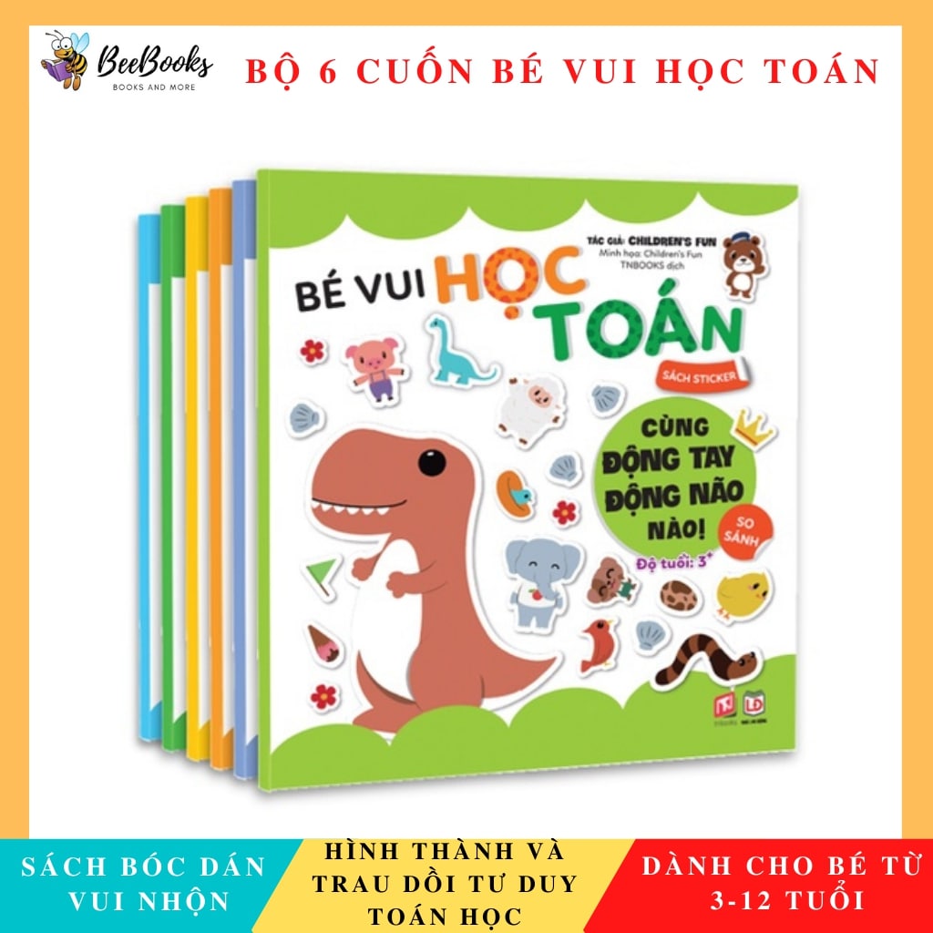 Sách Bóc Dán Bé Vui Học Toán- Sticker vui nhộn cho bé chăm chỉ học toán, sách dành cho mẹ và bé từ 3-12 tuổi- NXB Lao Động