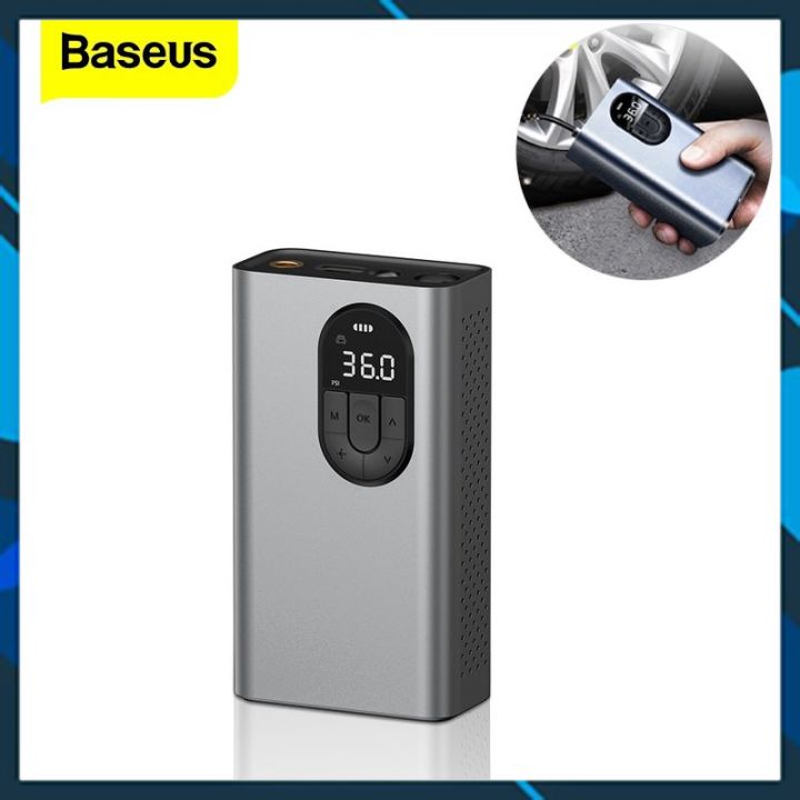 Máy bơm lốp xe hơi Baseus Energy Source Inflator Wireless Intelligent Air Pump Pin sạc 2400mAh, theo dõi áp suất, 5-150 psi