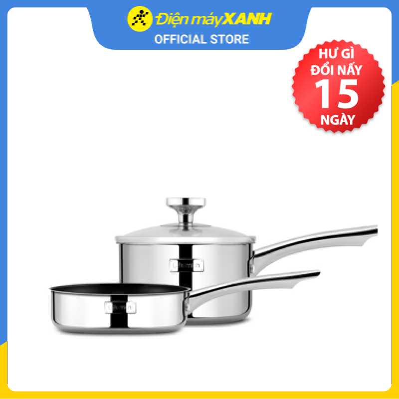 Bộ 2 cái chảo quánh inox 3 đáy 14cm Elmich Trimax Baby EL-3794 - Hàng chính hãng