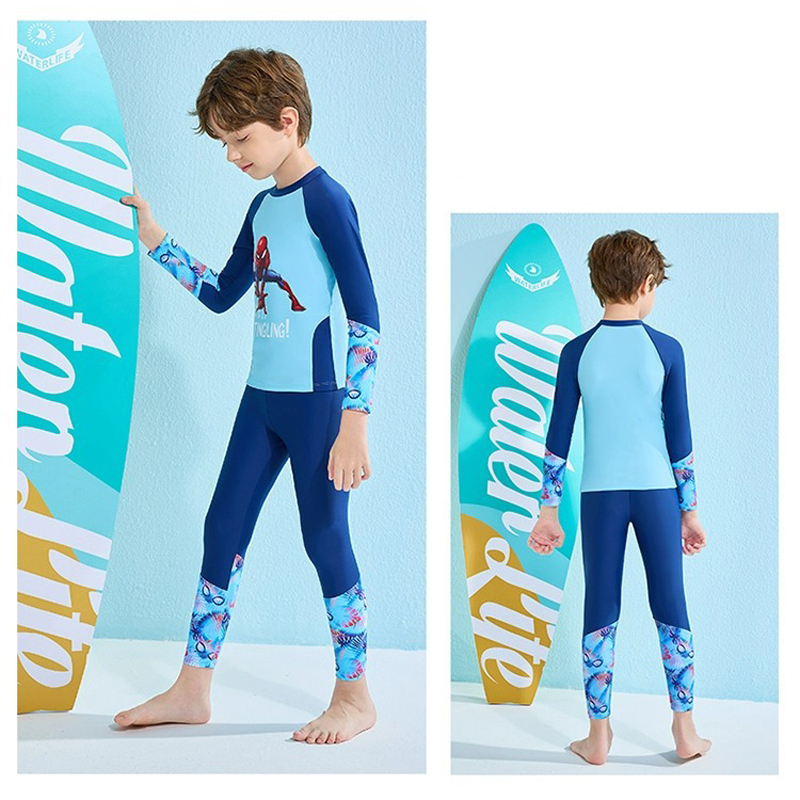 Đồ bơi trẻ em, cho bé trai và bé gái, tay dài quần dài chống nắng, họa tiết hoạt hình phù hợp cho bé từ 14kg đến 45kg