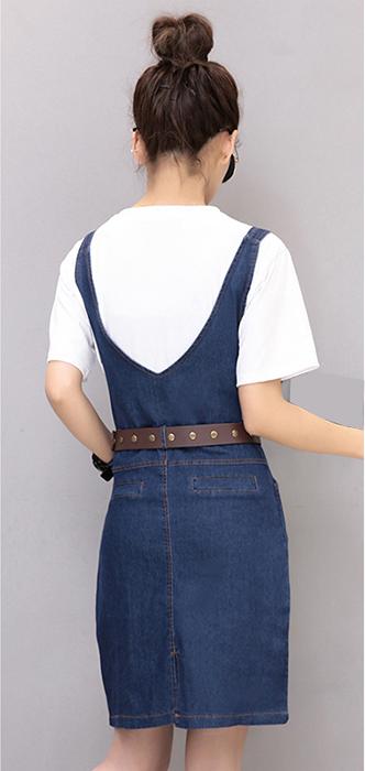 Đầm Yếm Jean Nữ Nút Cài Xẻ Tà Thời Trang