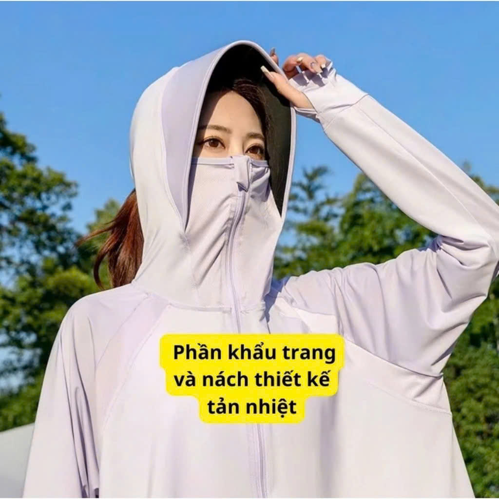 Màu GHI Size L (38-59kg)  Áo Khoác Chống Nắng Nữ vải dày dặn chống tia UV UPF 50+ Thun nữ Lạnh Cánh Dơi Siêu mềm mịn và mát