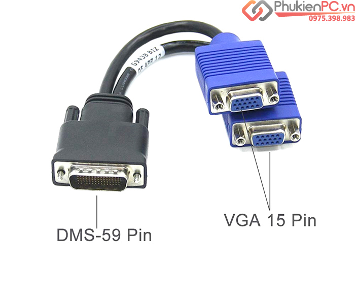 Cáp chuyển đổi DMS 59 sang VGA chuyên dùng cho VGA card máy bộ