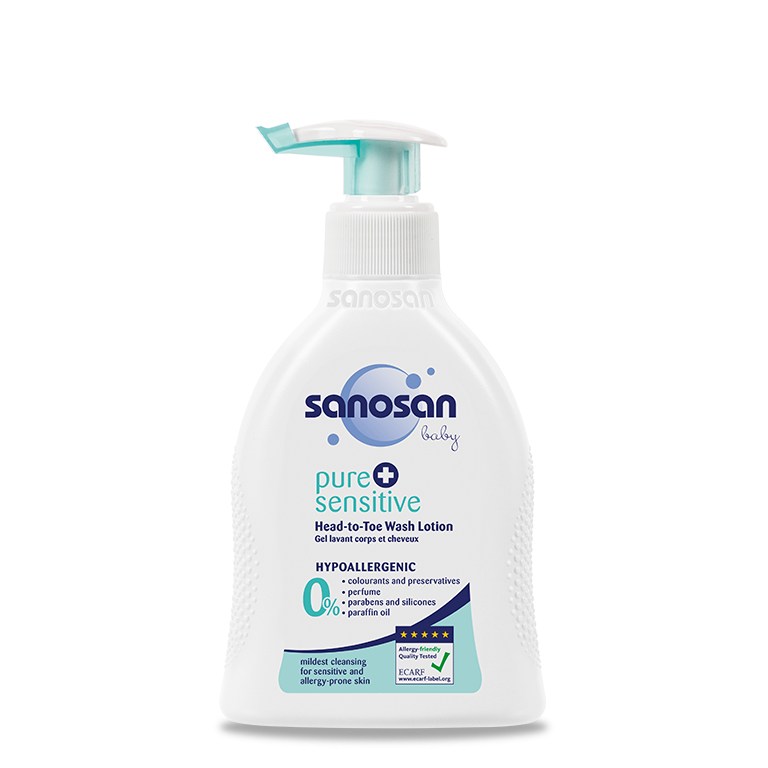 Sữa tắm gội cho bé dịu nhẹ cho da chàm thể tạng và nhạy cảm Sanosan 200ml