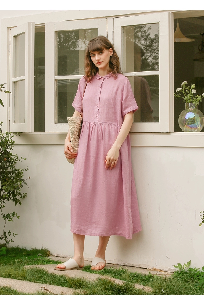 Đầm váy babydoll thiết kế dáng suông cổ sơ mi chất liệu thoáng mát. sang trọng, lịch sự mẫu mới