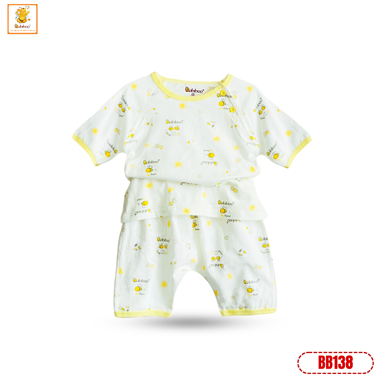 Đồ bộ cho bé gái, bé trai Babiboo vải cotton in hình dễ thương BB138