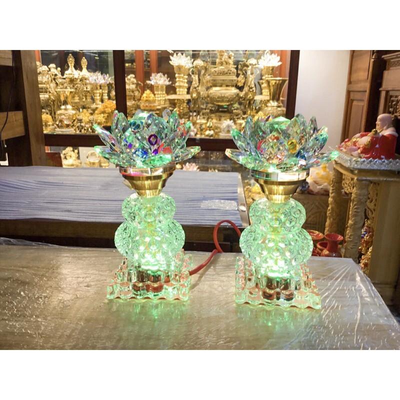 Cặp Đèn sen pha lê toàn thân, dáng hồ lô