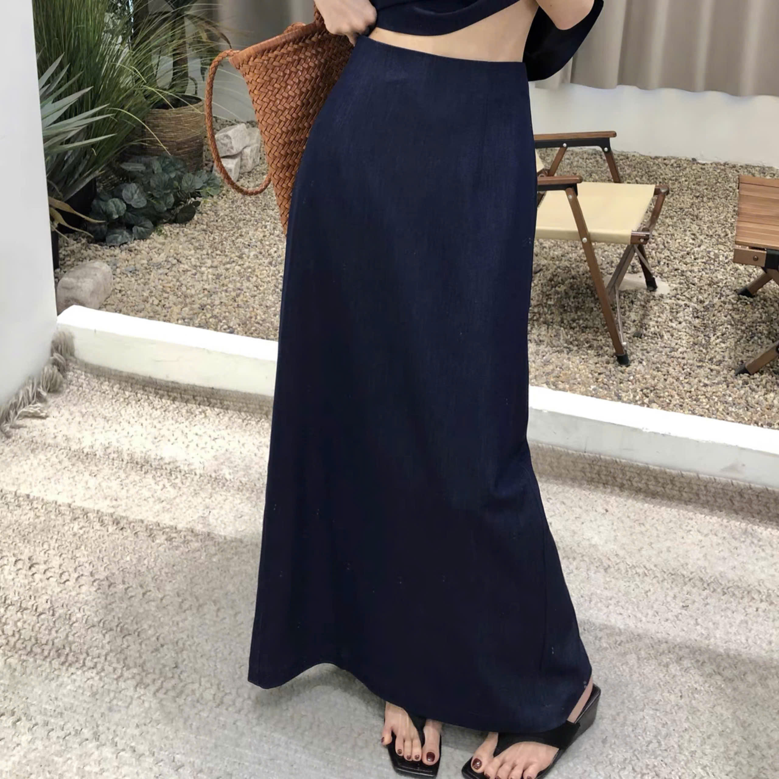 Set Linen Sang Chảnh Gồm Áo Gile Mix Chân Váy Chữ A Trơn Basic Xẻ Sau Tinh Tế, Thanh Lịch