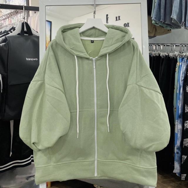 Khoác khoác hoodie dây kéo from lững nữ  kèm clip