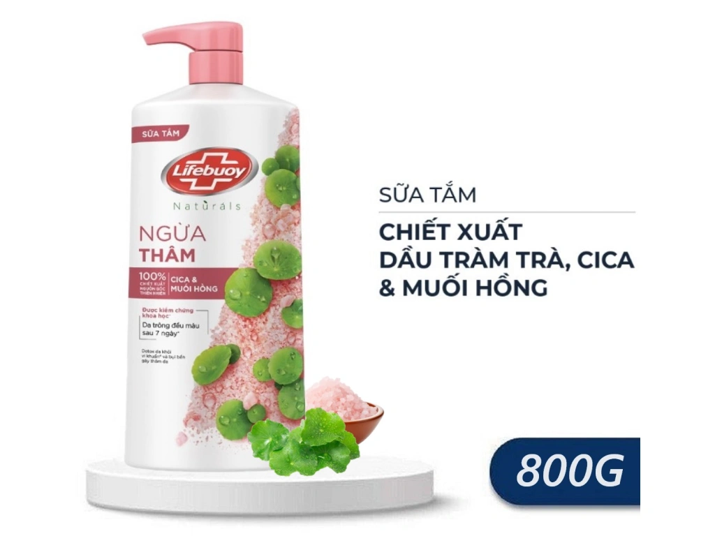 LIFEBUOY Sữa Tắm Ngừa Thâm Da Cica & Muối Hồng 800g