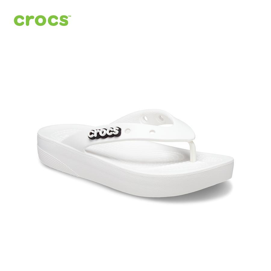 Dép xỏ ngón nữ Crocs FW Classic Flip Platform W White - 207714-100