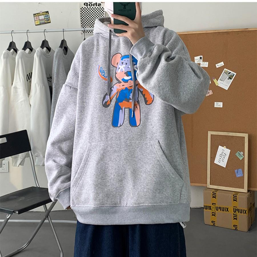 Áo mũ Hoodie Unisex MonsterX Gấu Berikk form rộng 5 màu nỉ bông cặp đôi nam nữ Oversize Ulzzang thu đông