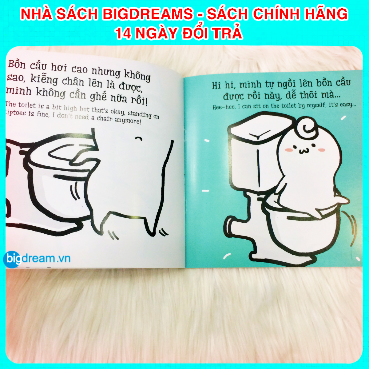 BẢN MỚI SONG NGỮ Miu Miu Tự Lập - Đi Ị Ehon Kĩ Năng Sống Cho Bé 1-6 Tuổi Miu miu hiểu chuyện Miu bé nhỏ