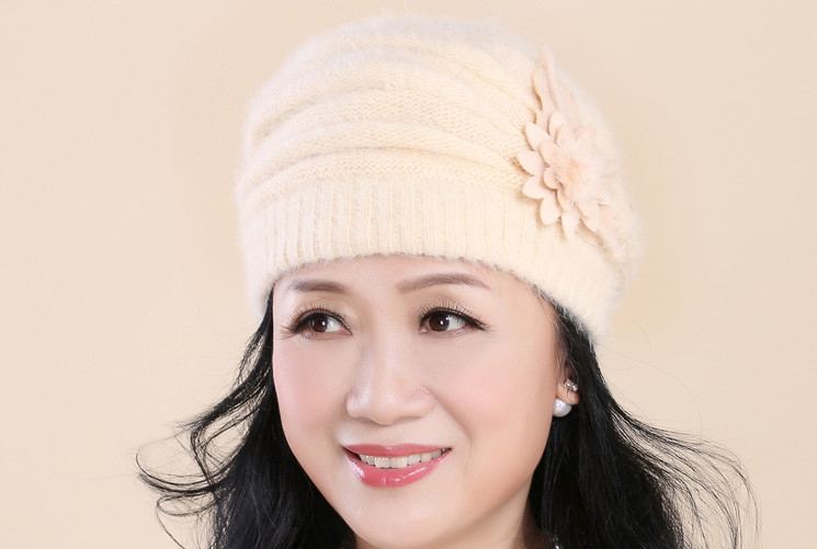 Mũ nồi len lông thỏ cao cấp cho người lớn tuổi, nón len nữ phong cách Hàn