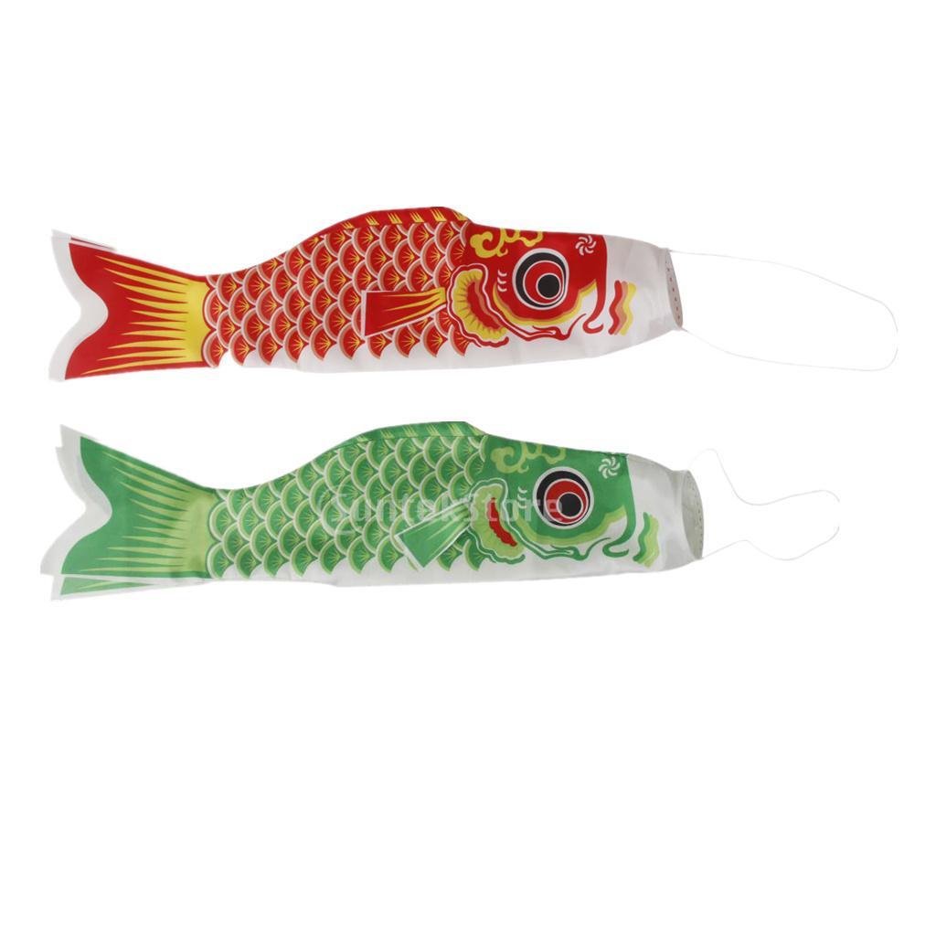 2pcs 40cm Koi Nobori Carp Wind Sock Streamer Kite Flag Hanging Wall Decor