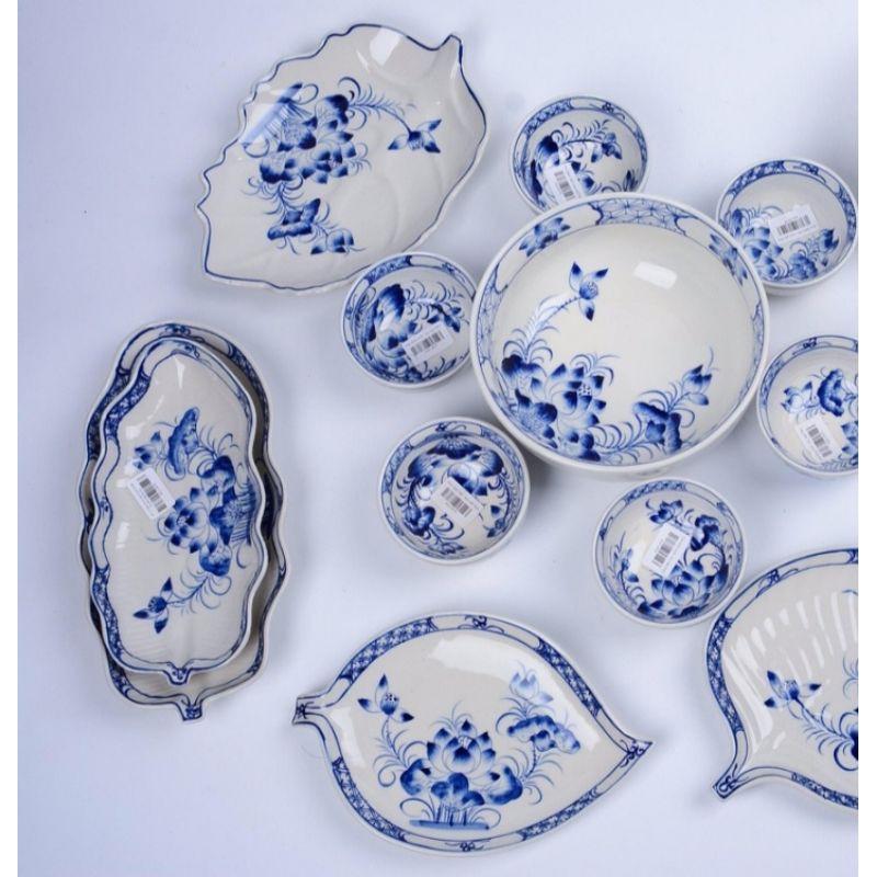 Bộ đồ ăn men lam cổ vẽ hoa Sen 18 MÓN ,đầy đủ